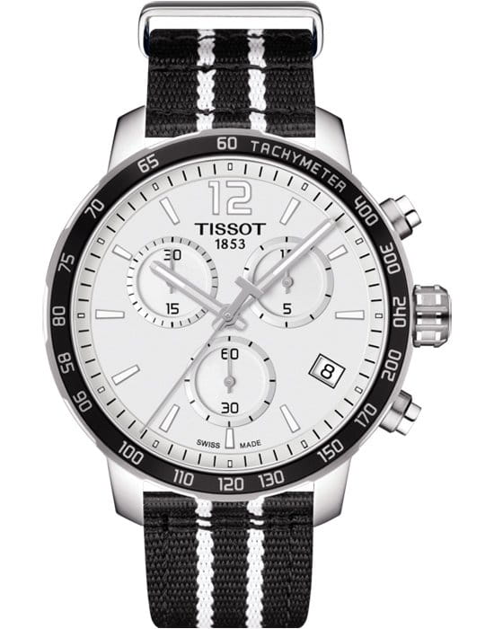 Tissot Tissot Quickster NBA San Antonio Spurs T095.417.17.037.07 Quickster T0954171703707 кварцевые мужские часы белый циферблат, браслет тканевый — вид спереди