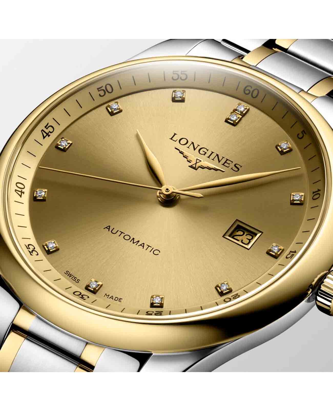 Longines Longines Master Collection L2.893.5.37.7 механические мужские часы часы крупный план золотой циферблата