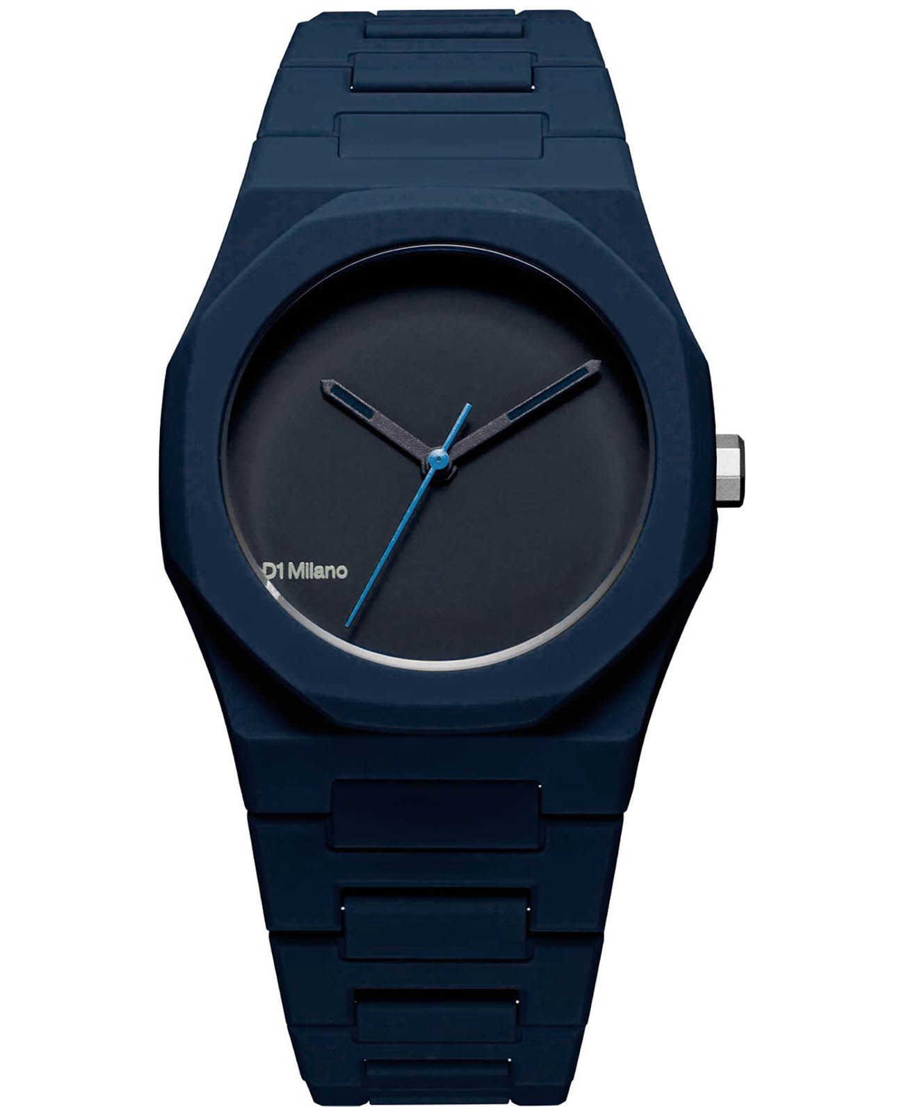 D1 Milano D1 Milano Polycarbon PCBU09  PCBU09 кварцевые мужские часы синий циферблат, браслет пластик — вид спереди