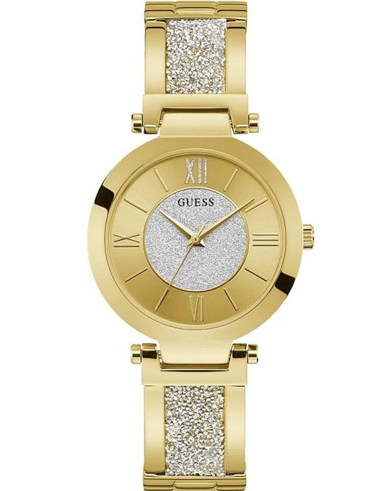 Guess GUESS W1288L2  W1288L2 кварцевые женские часы золотой циферблат, браслет сталь с ip покрытием — вид спереди
