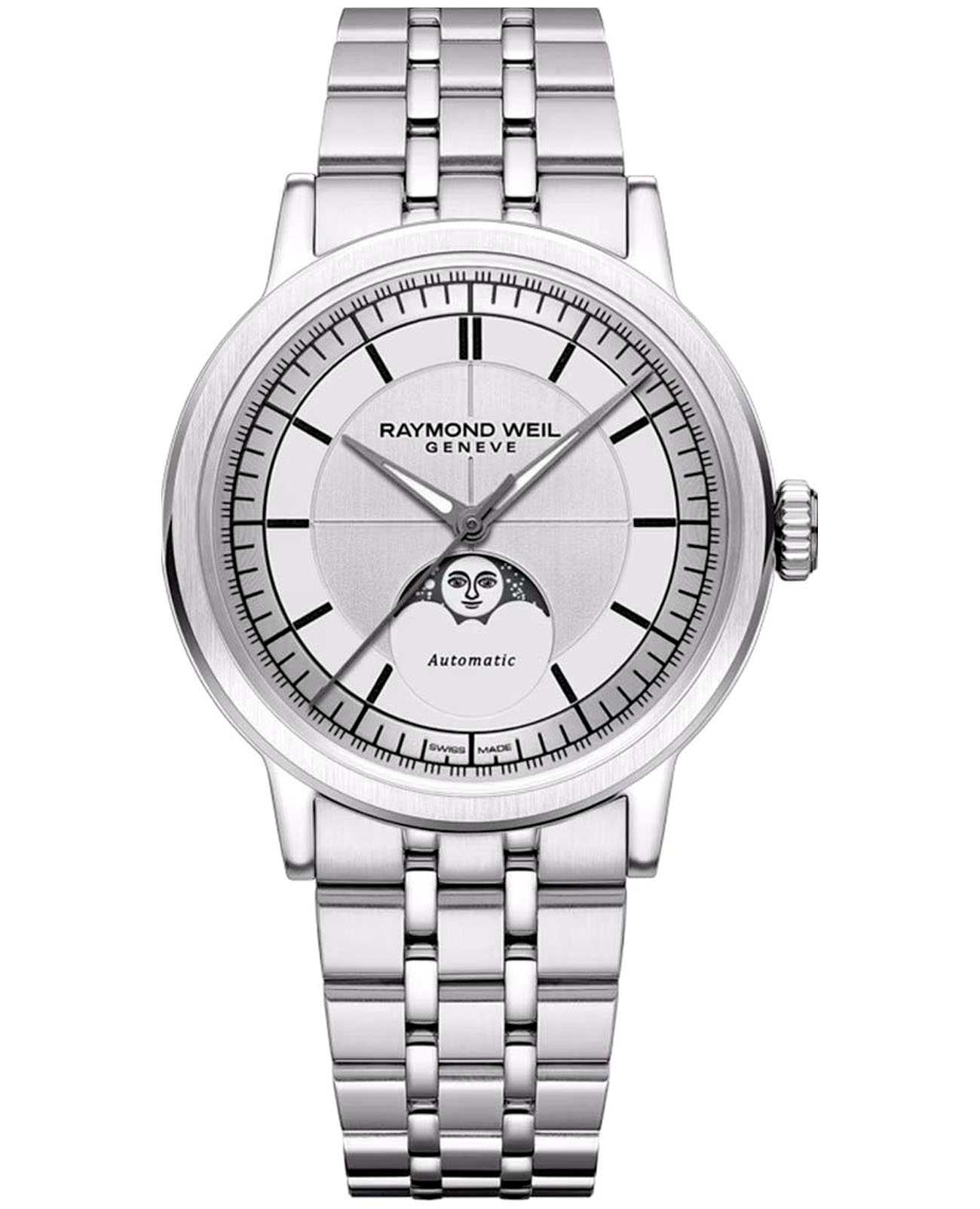 Raymond Weil Raymond Weil Millesime 2945-ST-65001  2945-ST-65001 механические мужские часы серебристый циферблат, браслет нержавеющая сталь — вид спереди