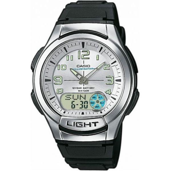 Casio Casio Illuminator AQ-180W-7B  AQ-180W-7B кварцевые мужские часы белый циферблат, браслет пластик — вид спереди