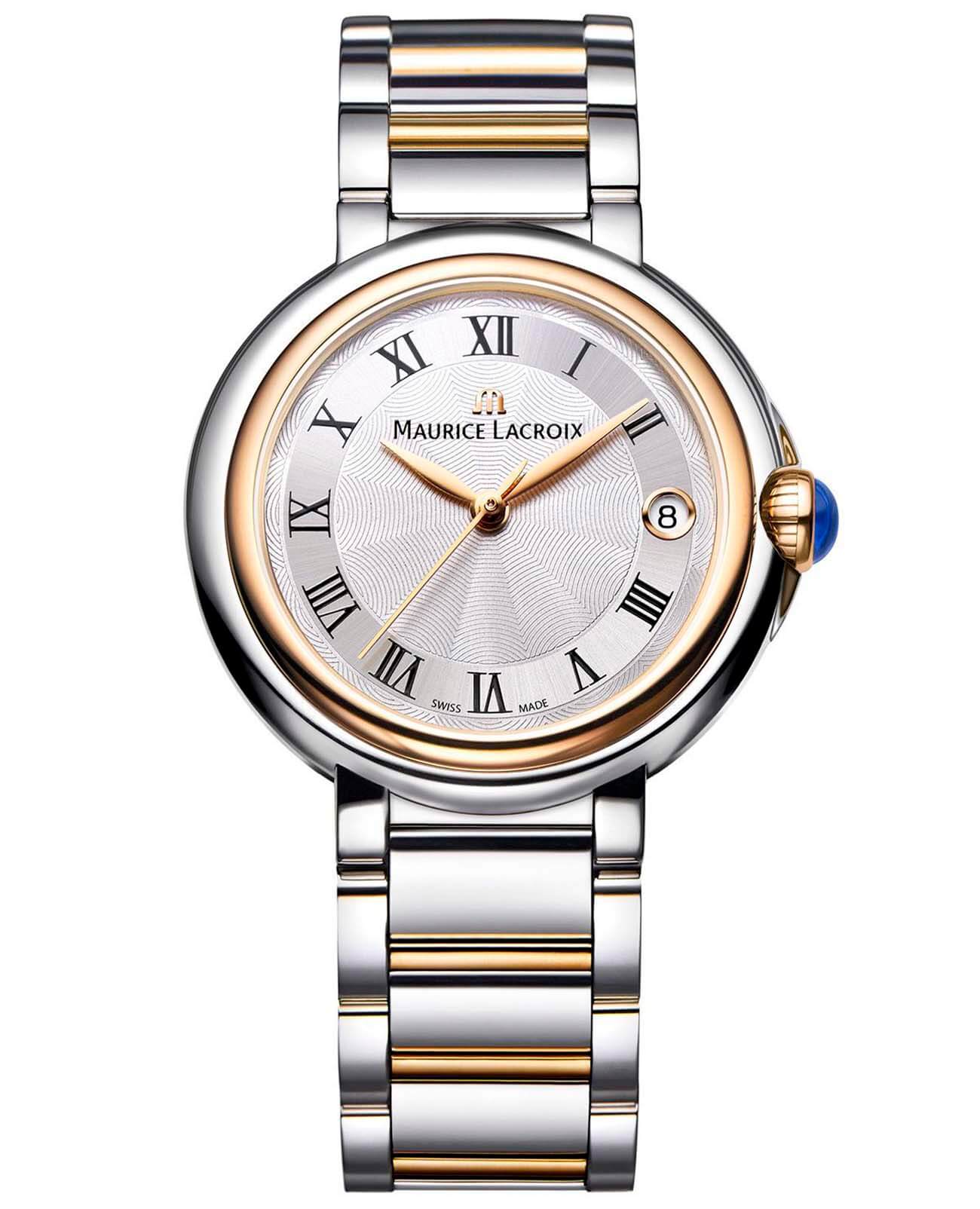 Maurice Lacroix Maurice Lacroix FIABA Date FA1004-PVP13-110-1  FA1004-PVP13-110-1 кварцевые женские часы серебристый циферблат, браслет сталь c pvd покрытием — вид спереди