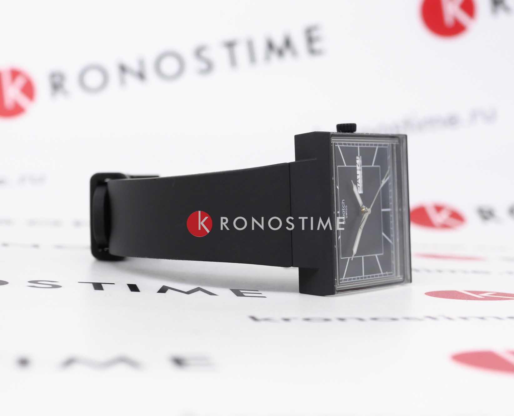 Оригинальные часы Swatch Swatch Square Bioceramic Standard SO34B701 кварцевые калибр механизма  общий вид