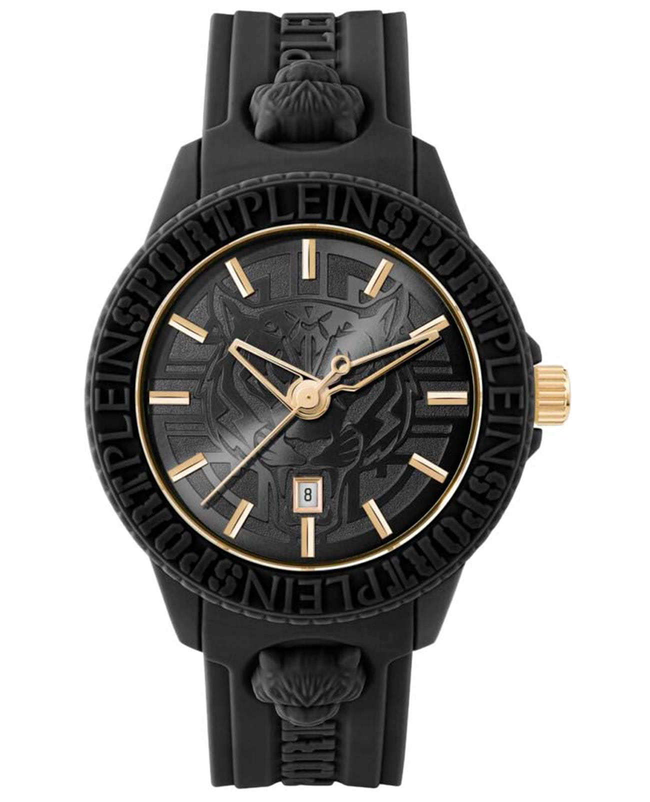 Plein Sport Plein Sport Fearless PSQBA0223  PSQBA0223 кварцевые мужские часы черный циферблат, браслет силикон — вид спереди