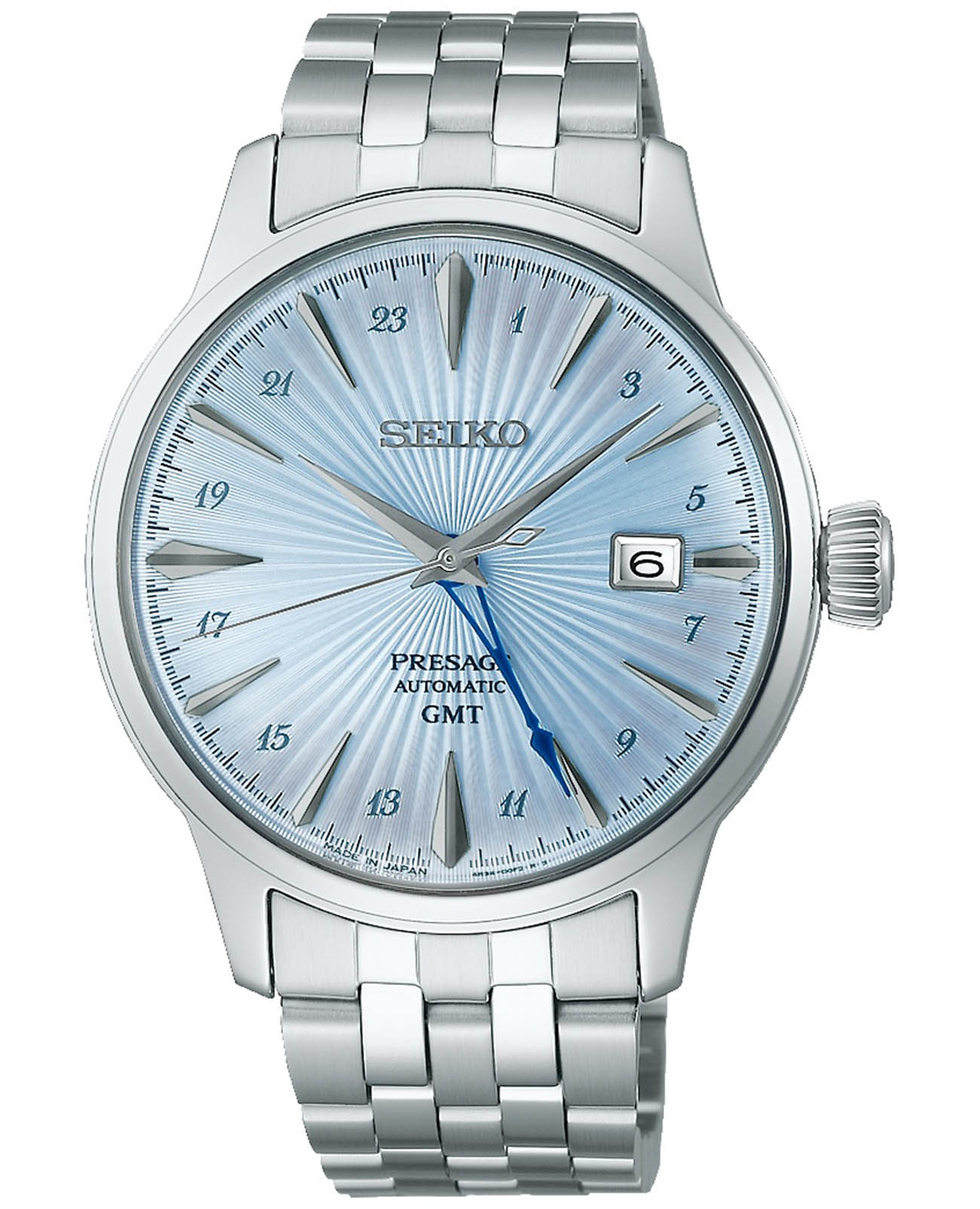 Seiko Seiko Presage Cocktail Time SSK037 Cocktail Time SSK037 механические мужские часы голубой циферблат, браслет нержавеющая сталь — вид спереди