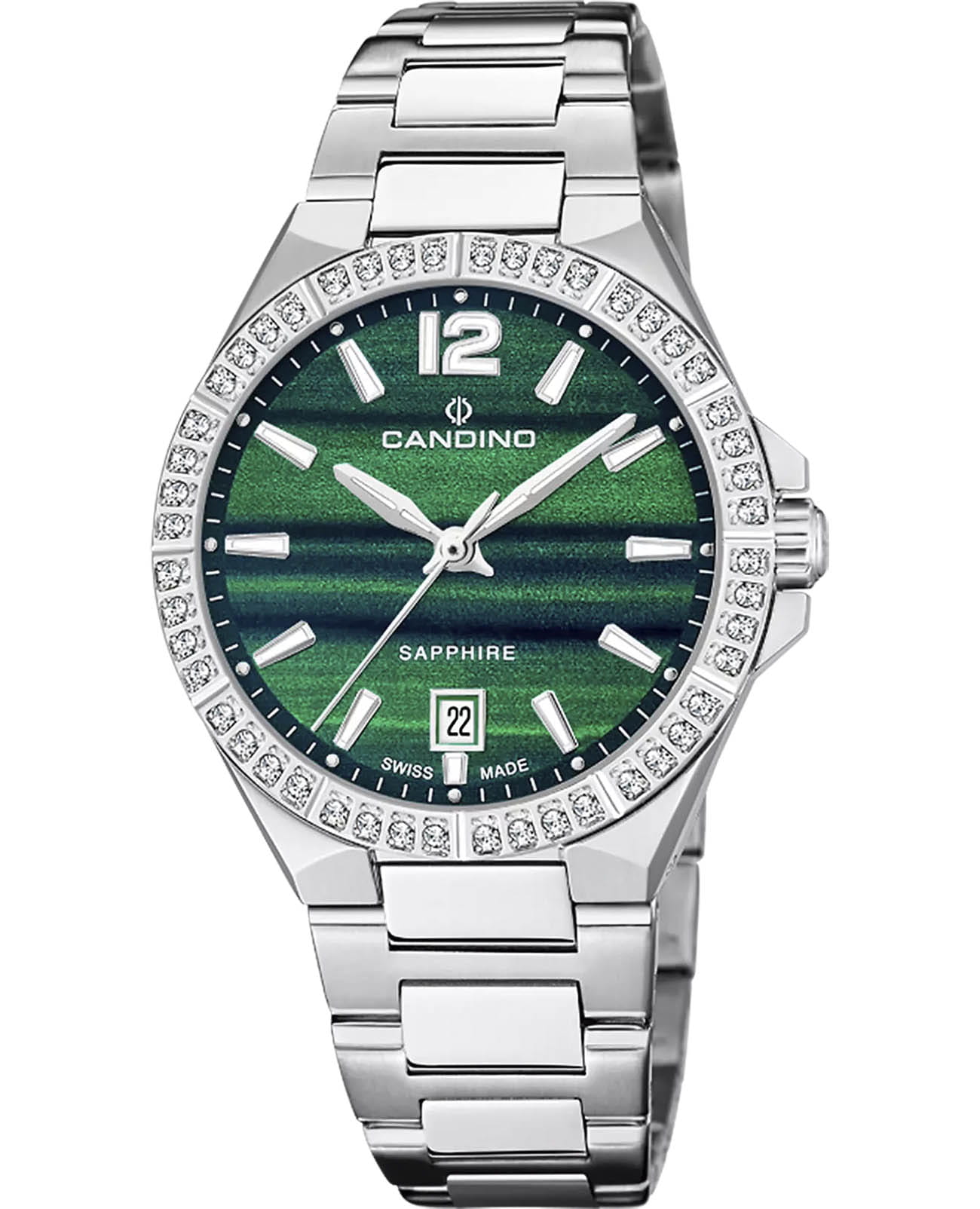 Candino Candino C4760/D  C4760/D кварцевые женские часы зеленый циферблат, браслет нержавеющая сталь — вид спереди