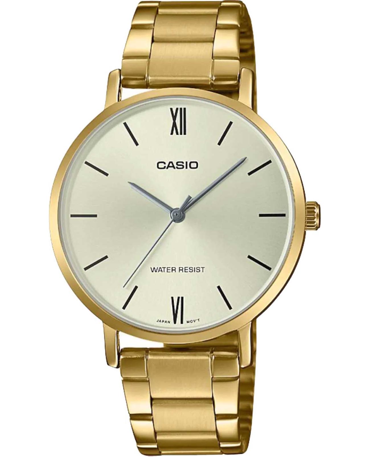 Casio Casio Collection LTP-VT01G-9B  LTP-VT01G-9B кварцевые женские часы серебристый циферблат, браслет нержавеющая сталь с ip-покрытием — вид спереди