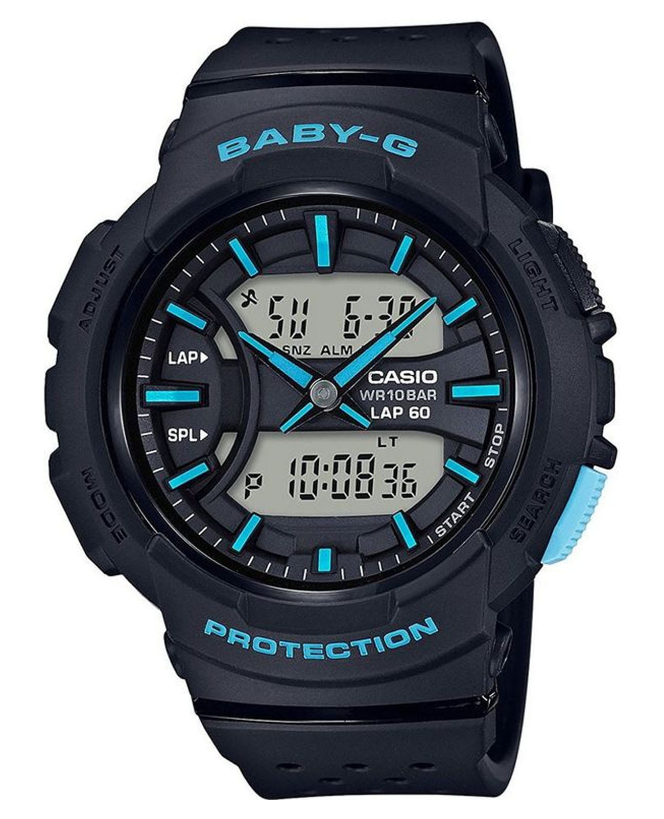 Casio Casio Baby-G BGA-240-1A3  BGA-240-1A3 кварцевые женские часы черный циферблат, браслет пластик — вид спереди
