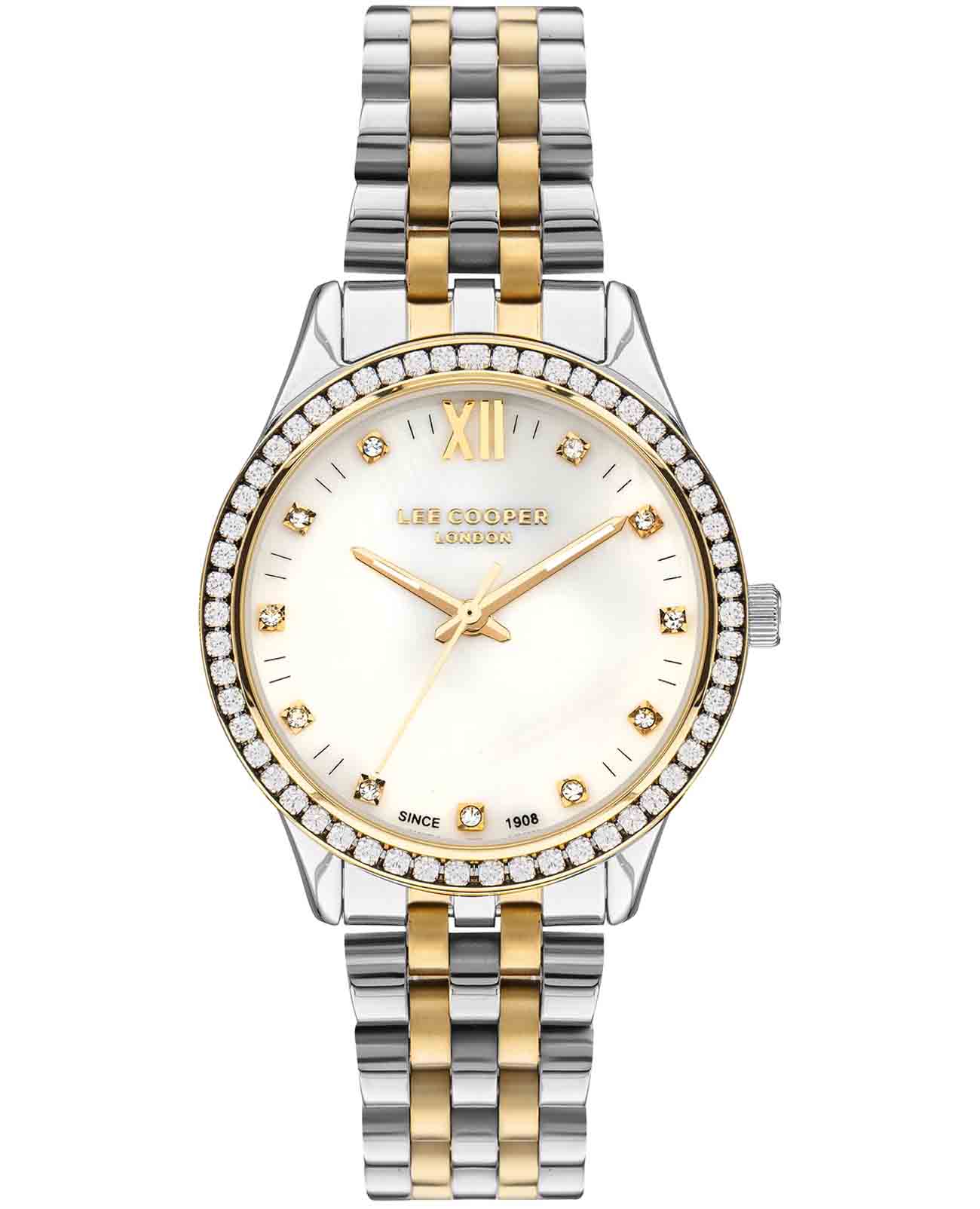 Lee Cooper Lee Cooper LC07483.220  LC07483.220 кварцевые женские часы перламутровый циферблат, браслет нержавеющая сталь с ip-покрытием — вид спереди
