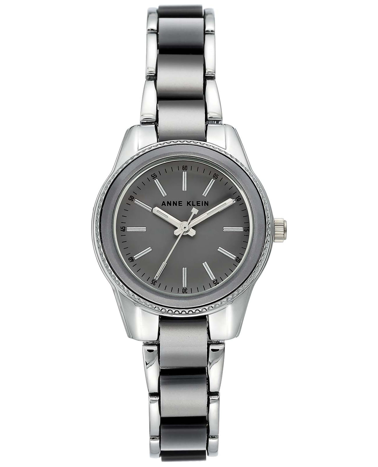 Anne Klein Anne Klein Plastic 3213GYSV  3213GYSV кварцевые женские часы серый циферблат, браслет сталь + полимер — вид спереди