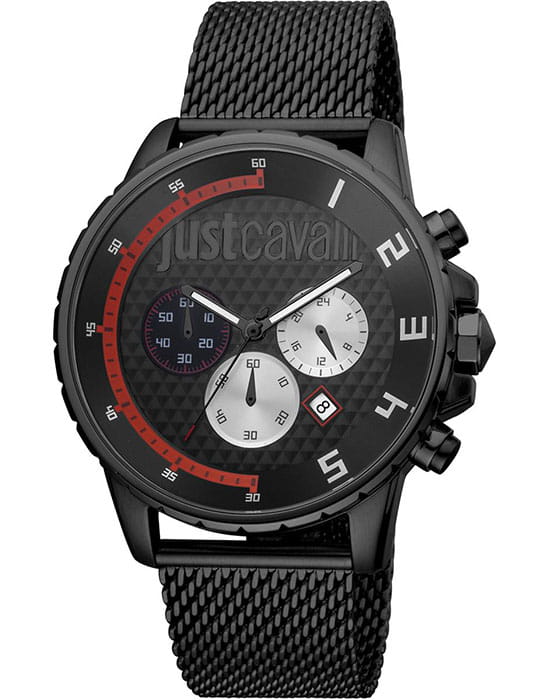 Just Cavalli Just Cavalli Gents JC1G063M0285  JC1G063M0285 кварцевые мужские часы черный циферблат, браслет сталь c pvd покрытием — вид спереди