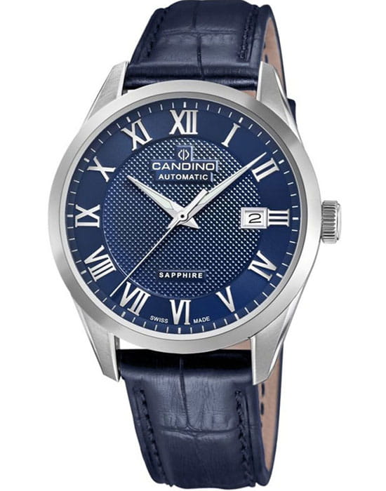 Candino Candino Classic C4710/3  C4710/3 механические мужские часы синий циферблат, браслет кожаный — вид спереди