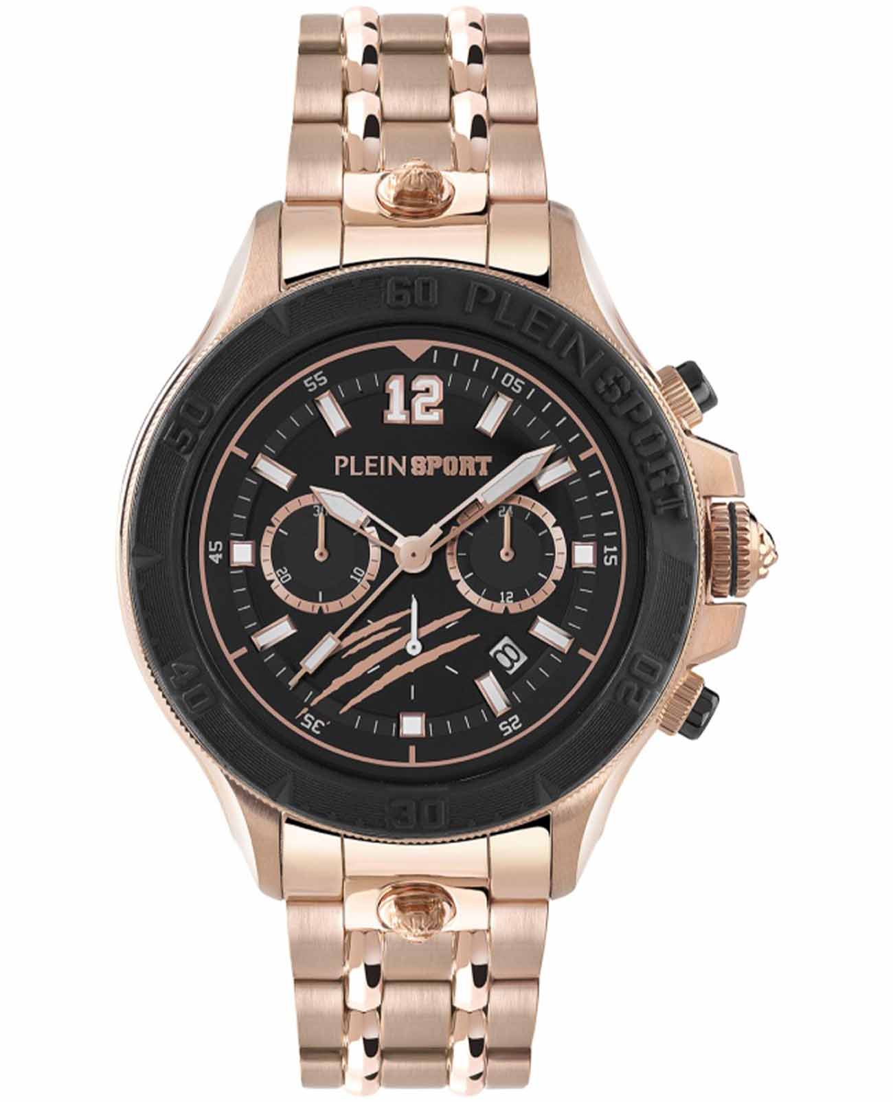 Plein Sport Plein Sport PS6BA0924  PS6BA0924 кварцевые мужские часы черный циферблат, браслет сталь с ip покрытием — вид спереди