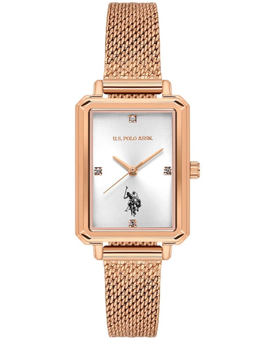 U.S. Polo Assn. U.S. Polo Assn. Fundamental USPA2083-04  USPA2083-04 кварцевые женские часы белый циферблат, браслет нержавеющая сталь с ip-покрытием — вид спереди